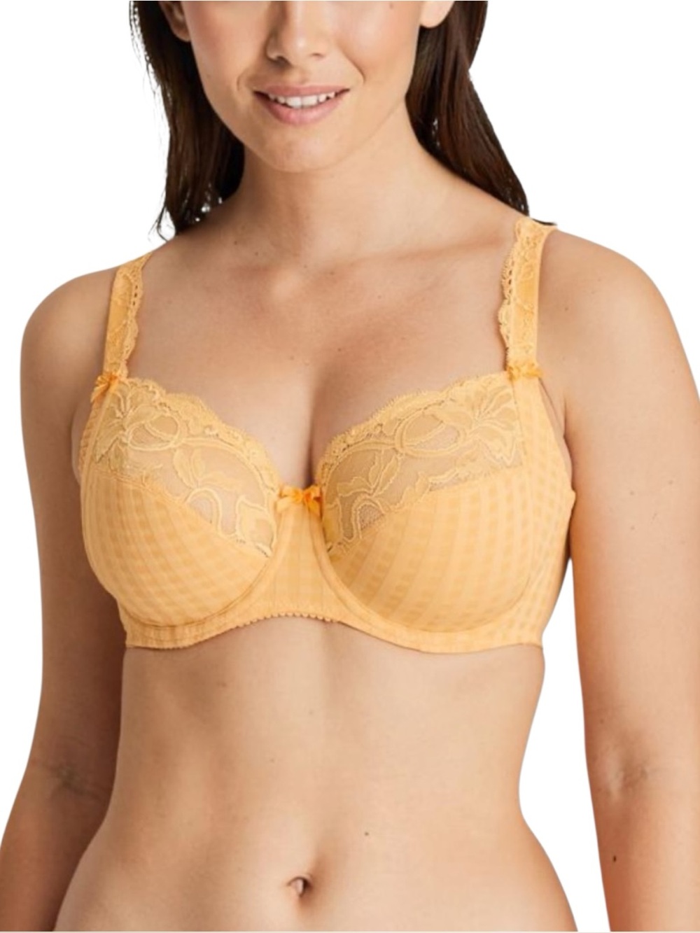 Prima Donna Madison Underwire Support Bra Lace Textured Mango Saffron 34D US EUC